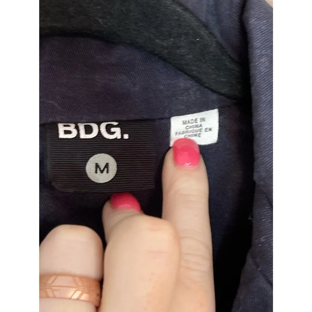 BDG Urban Outfitters Navy Blue Long Sleeve Elbow Patches Blazer Size Medium - Image 7