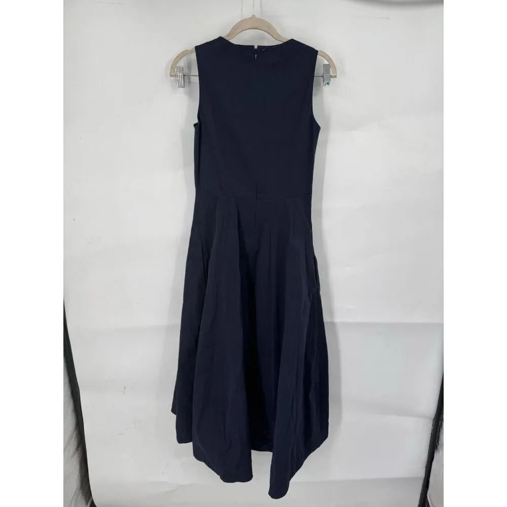 COS Fit And Flare Midi Dress Women 2 Navy Blue Academia Whimsigoth Witchy Preppy - Image 2