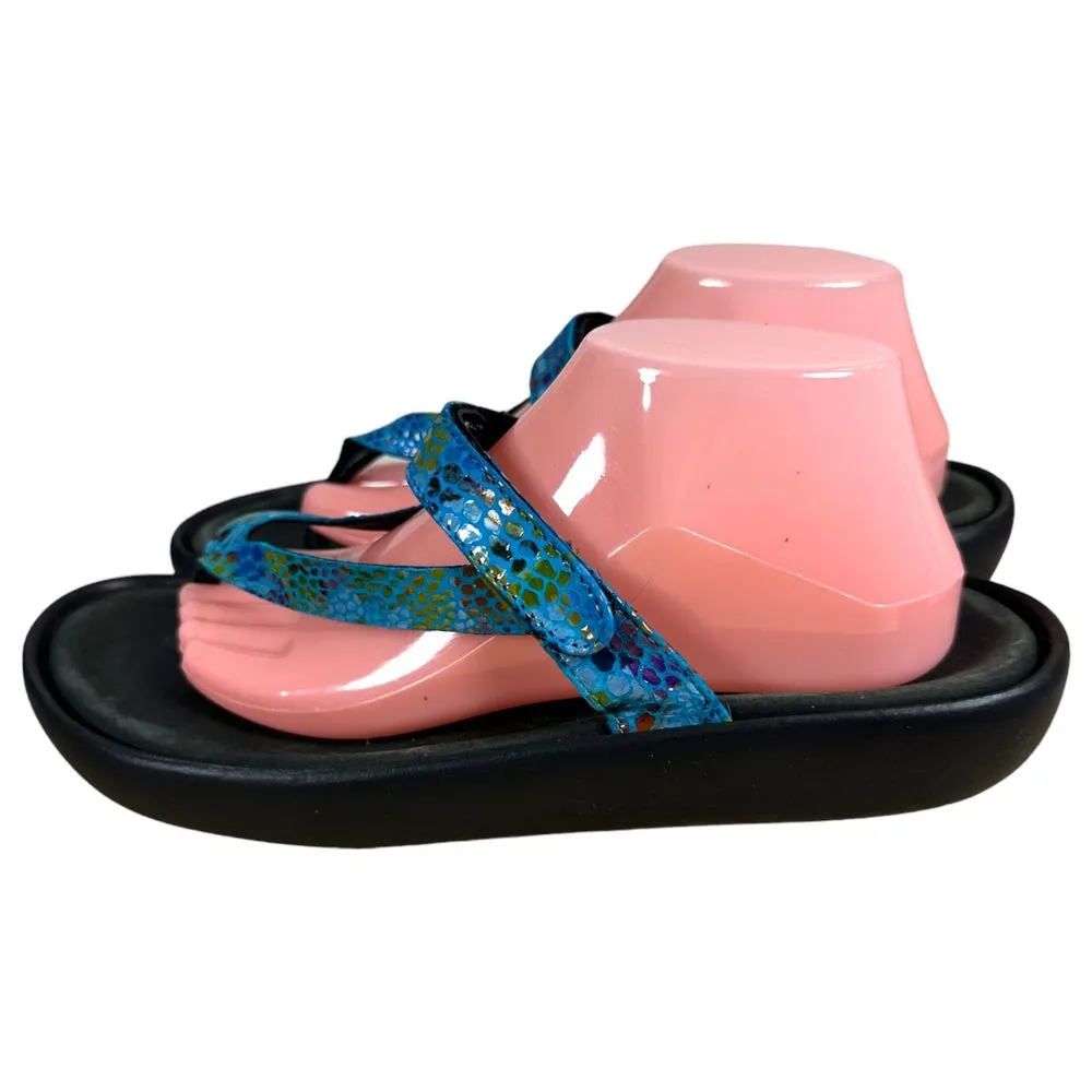 Wolky Tahiti Teal Leather Flip Flop Platform Sandals EU Size 43 US 11/11.5 Blue - Image 5