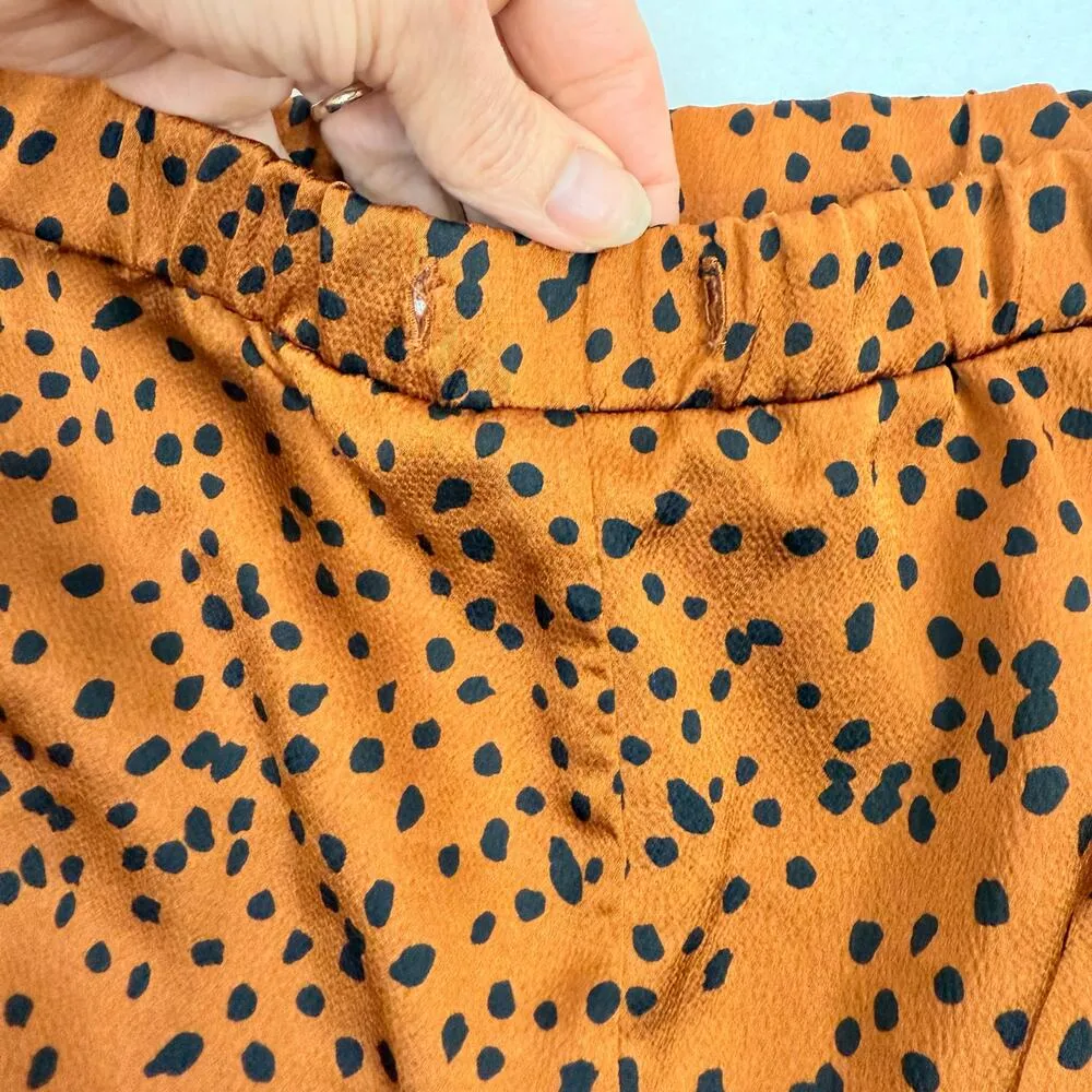 Silky Satin Pajama Cami Tank Shorts Set Loungewear Orange Black Small - Image 6