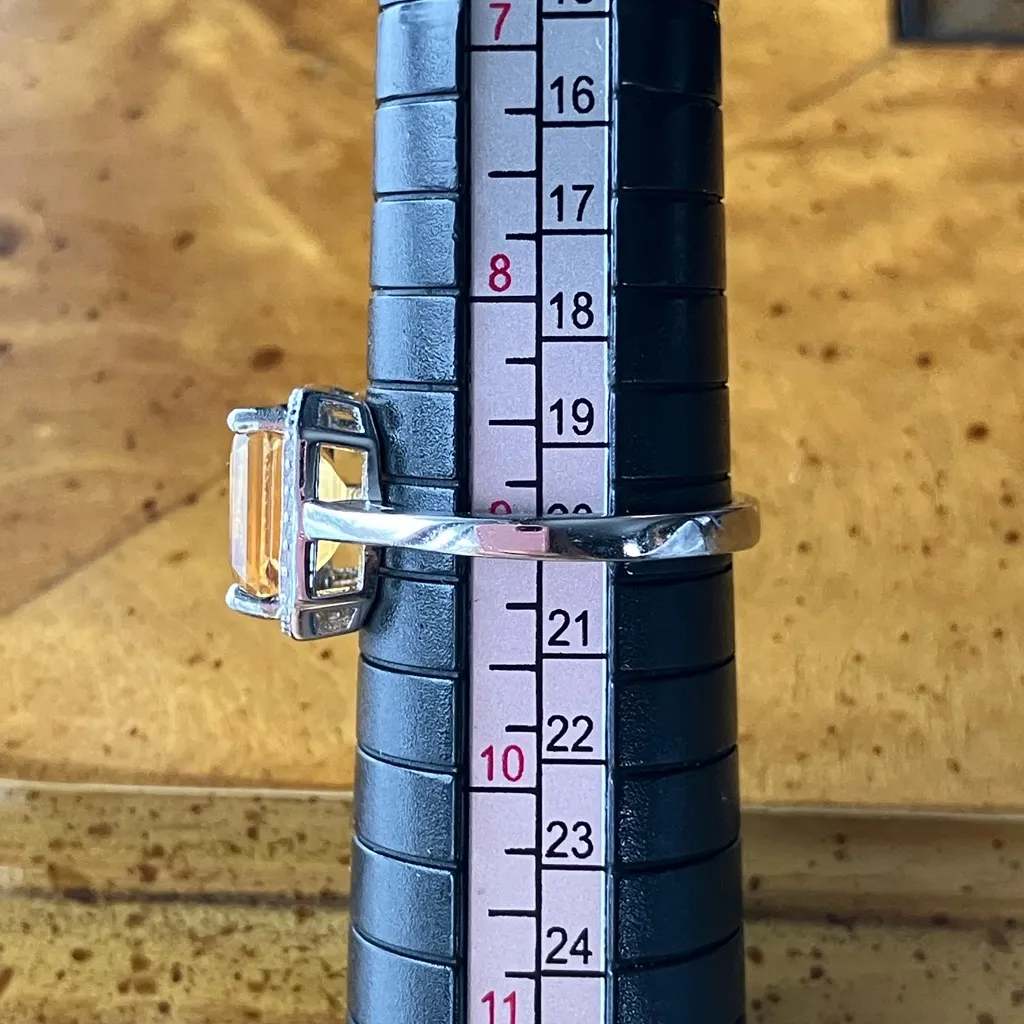 Brazilian Citrine Sterling Silver Ring Size 9 Yellow - Image 8