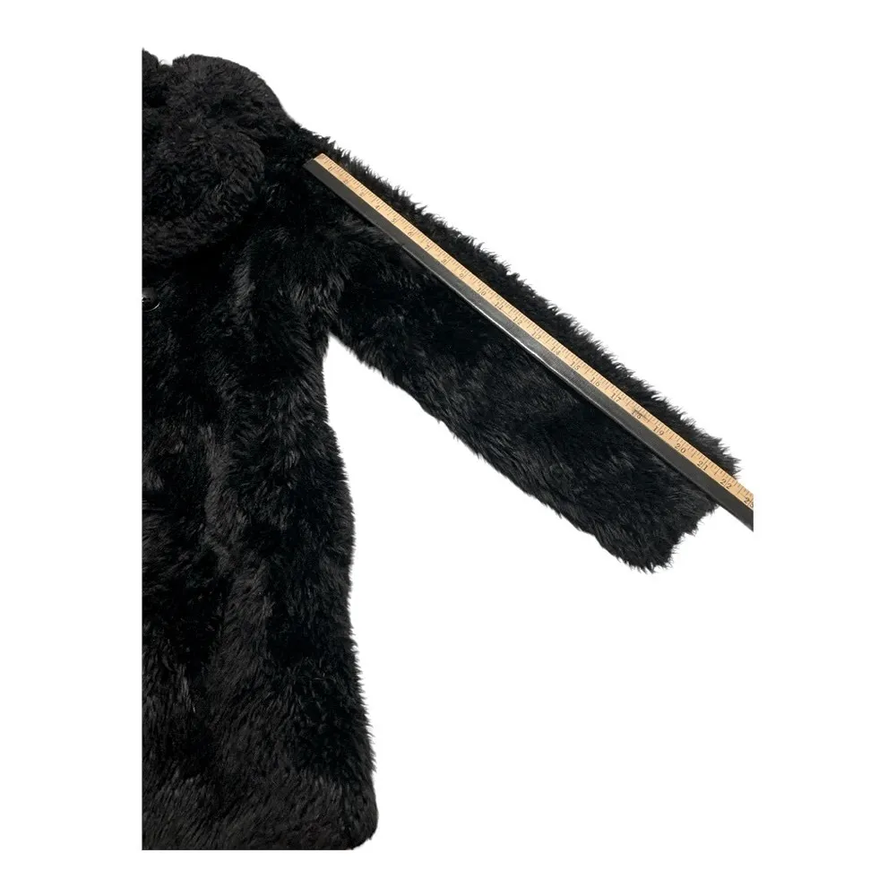Blanc Noir Black Faux Fur Coat Sz S Super Soft Plush Jacket Thigh Length. - Image 10