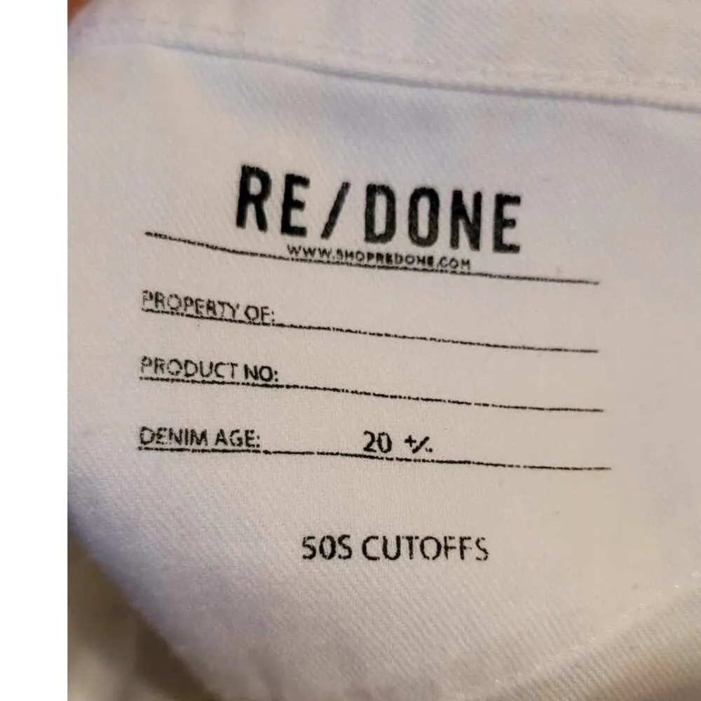RE/DONE Originals 50s Cutoffs Button Fly Shorts White Plus 32 NEW - Image 5