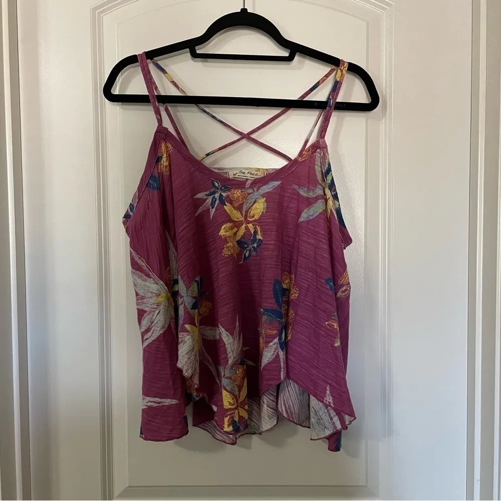 Free People We the Free Hey Girl Purple Floral Spring Plum Combo Tank - Image 3