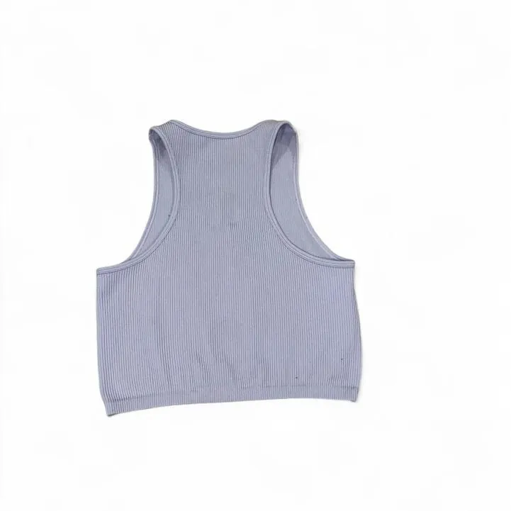 Purple ribbed athletic cropped tank top Size M - Image 5