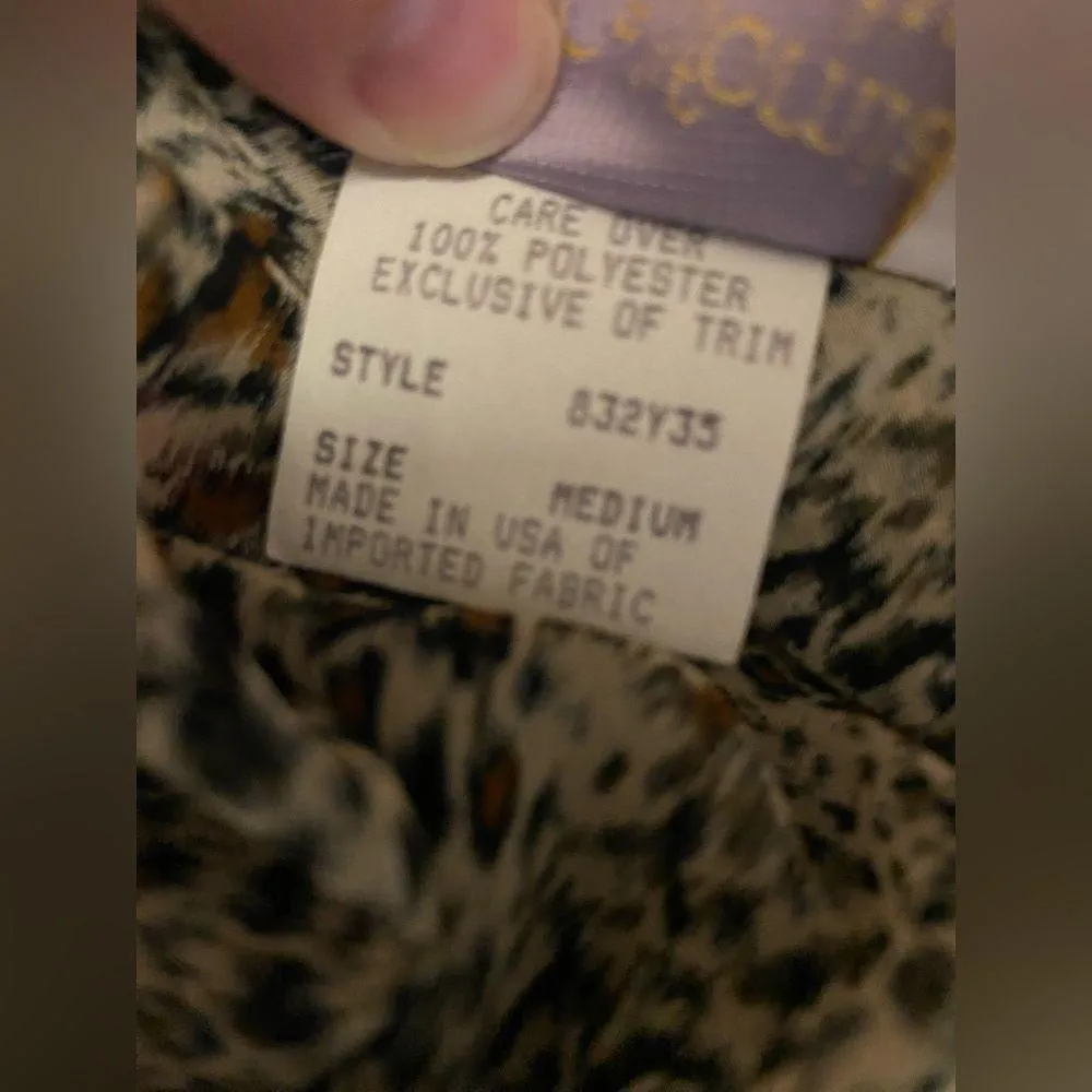 EUC California Dynasty Leopard Print Lace Slip Dress size medium Brown - Image 4