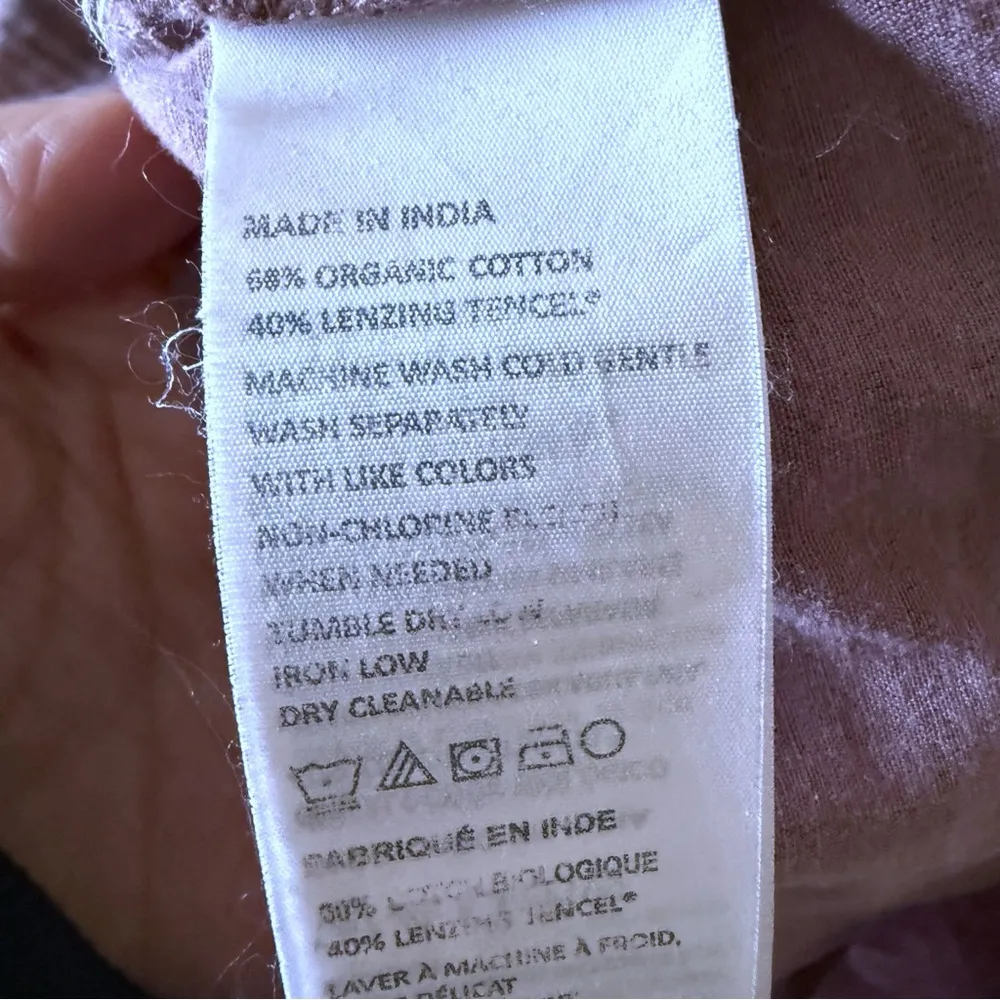 PrAna Elena Top Blouse SZ M  Mauve Santa Fe Pink Plaid Henley 3/4 Sleeve Organic - Image 8