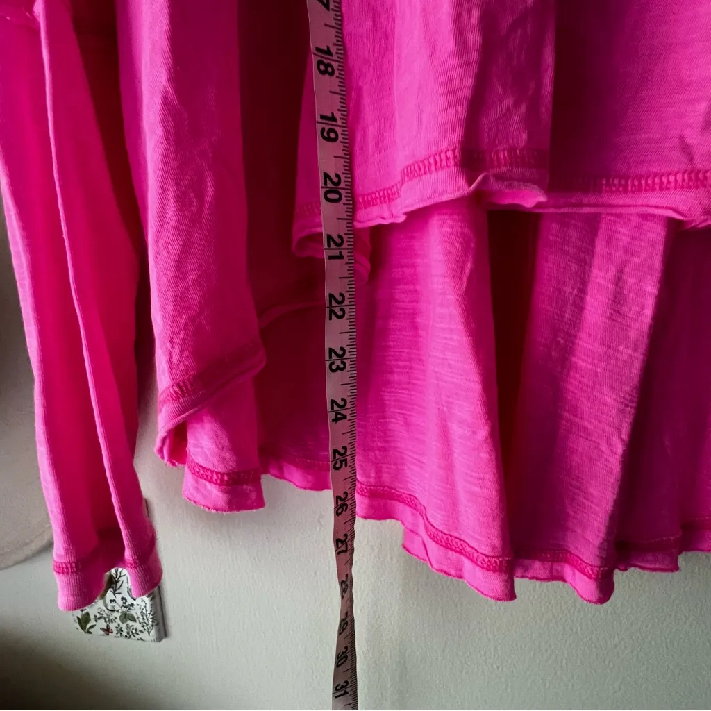 FREE‎ PEOPLE Ten Laps Asymmetric Long Sleeve Cotton Top pink Women’s SIZE SMALL - Image 8