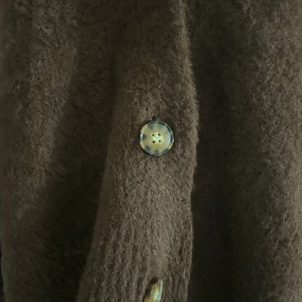 Urban Outfitters Deep Brown Button-Up Cropped Cardigan - Image 2
