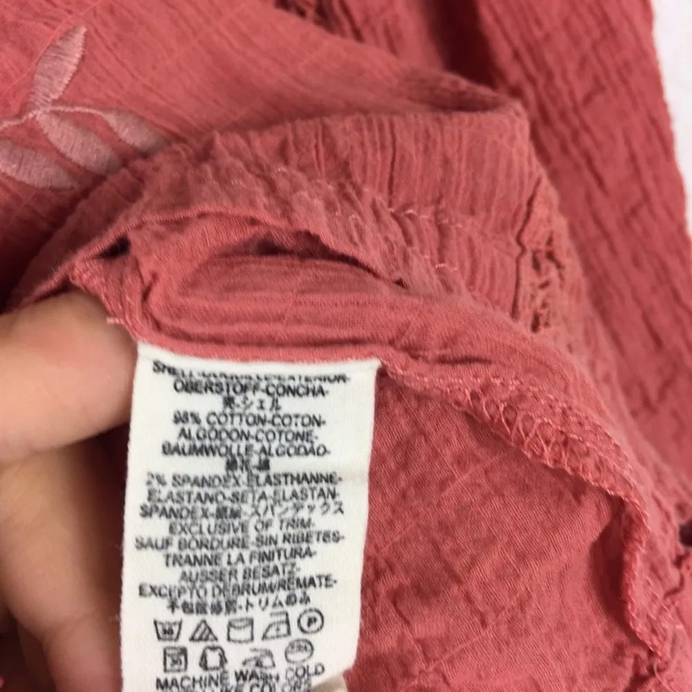 Free People Maria Maria Pink Embroidered Lace Balloon Sleeve Peasant Top Small - Image 6