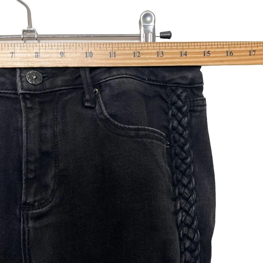 Driftwood Jeans Jackie Lace Trim Raw-hem Slim Jeans Black Stretch Denim Size 28 - Image 11