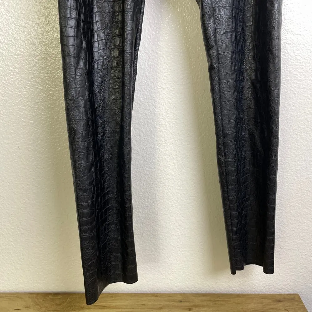 Commando Faux Leather Leggings Medium Black Womens Croc Embossed Compression - Image 4