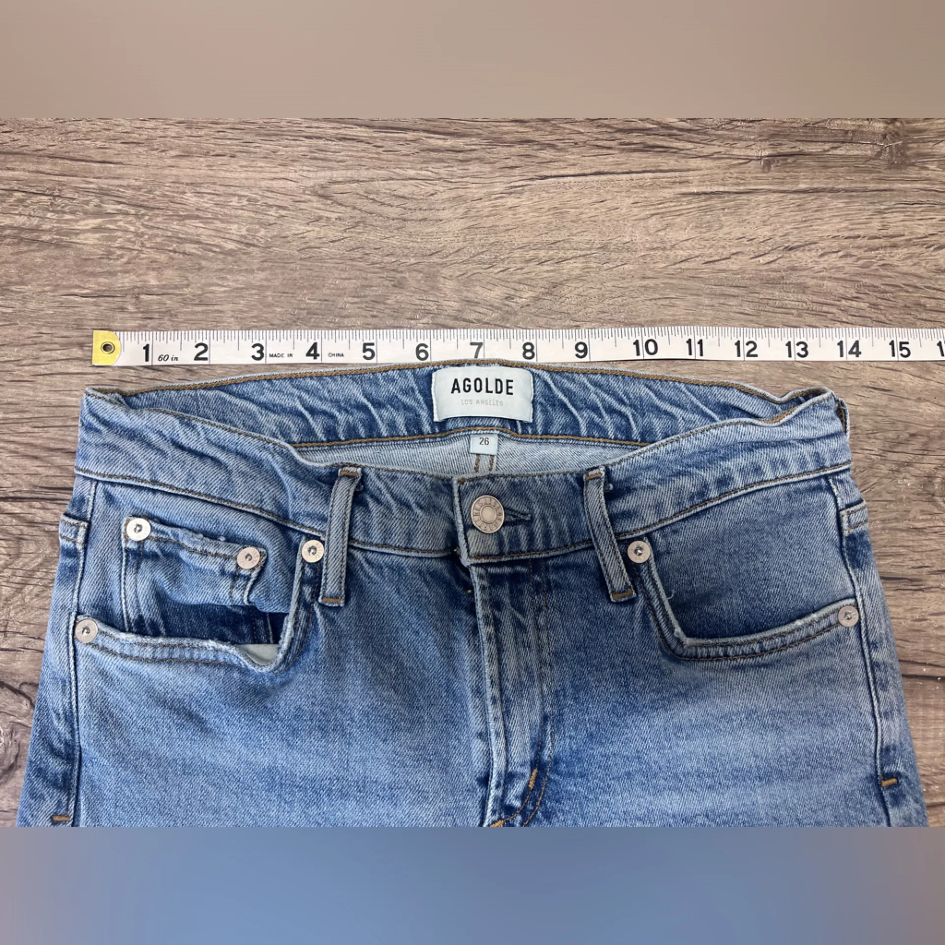 AGOLDE Toni 90s Straight‎ Leg Striped Denim Jeans Style A133-3002 Size 26 - Image 5