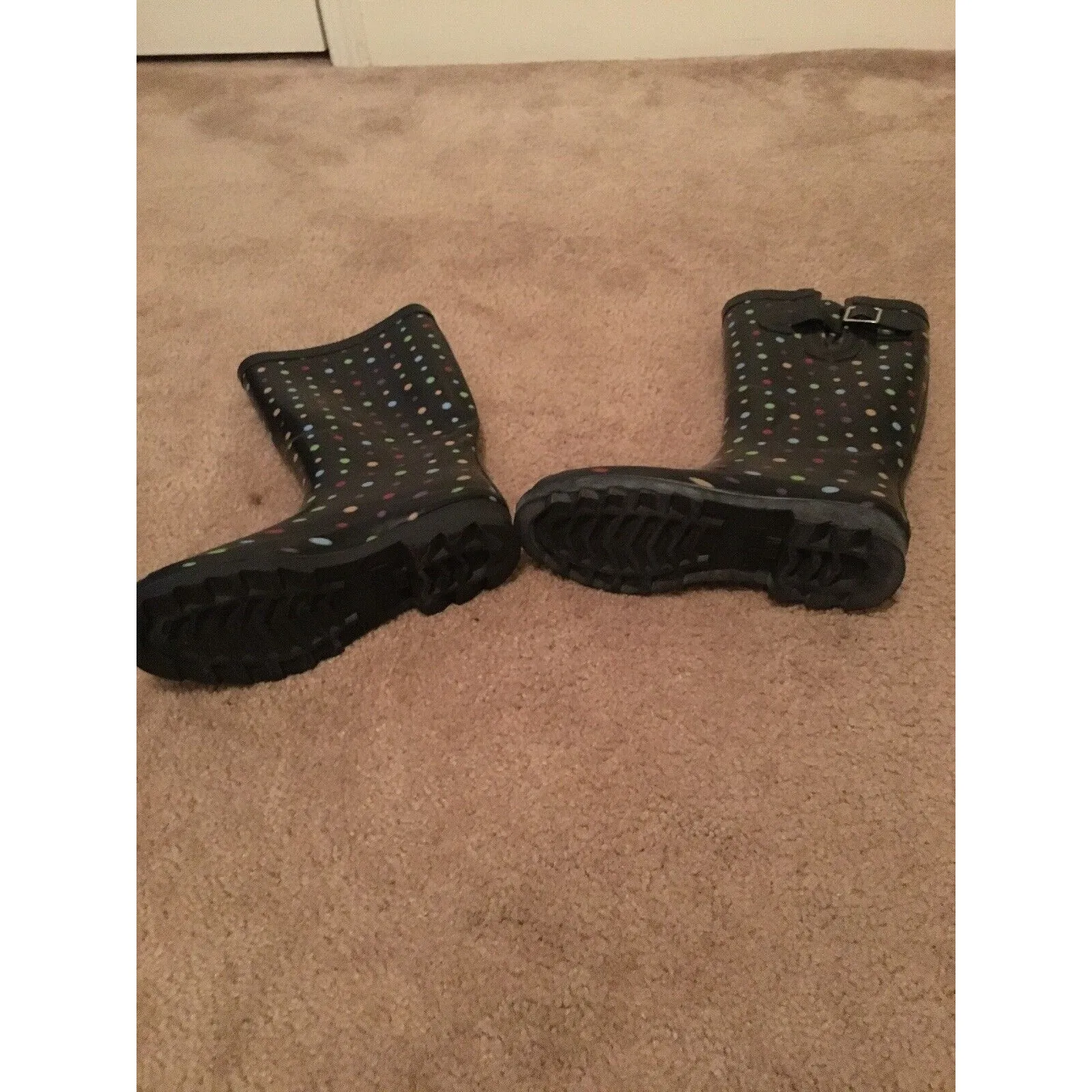 Merona Women's Polka Dot Rain Boots Rubber Boots Water Black Size 9 - Image 7