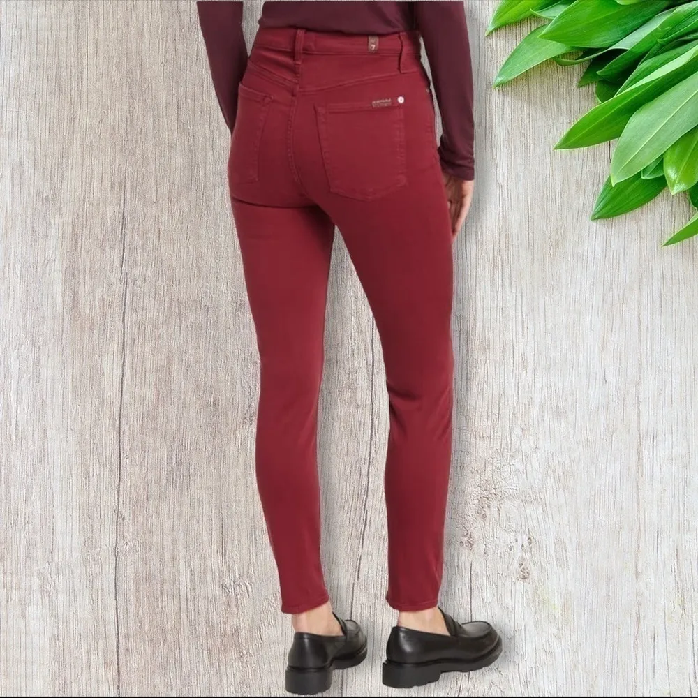7 For All Mankind High Waist Ankle Skinny Jeans in Merlot 25 - Image 6
