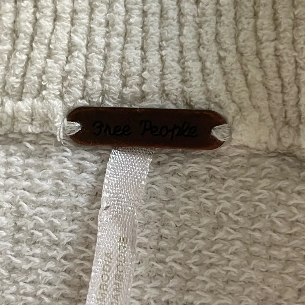 Free People Ottoman Slouchy Tunic Sweater Size XS Mock Neck Ribbed Stretch White - Image 8