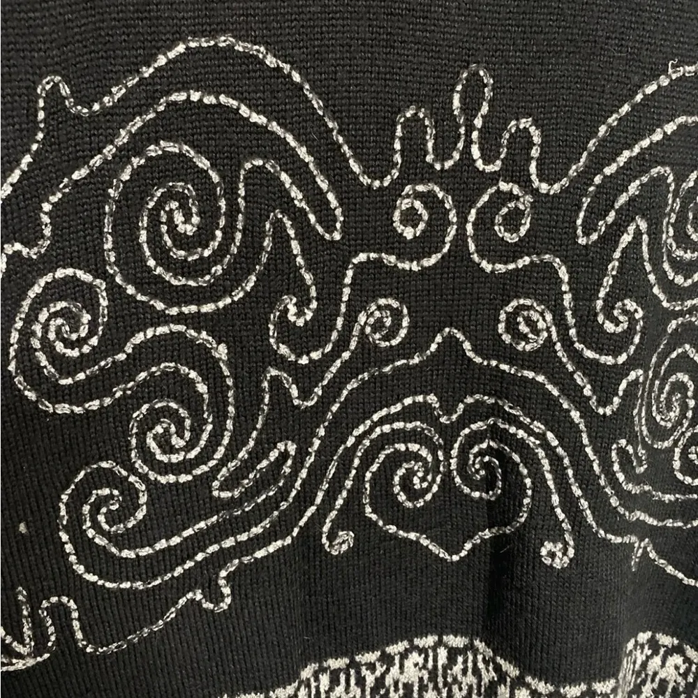 Chico’s Women’s Size 3 (XL) Black Gray Open Front Fringe Cardigan Boho Sweater - Image 10