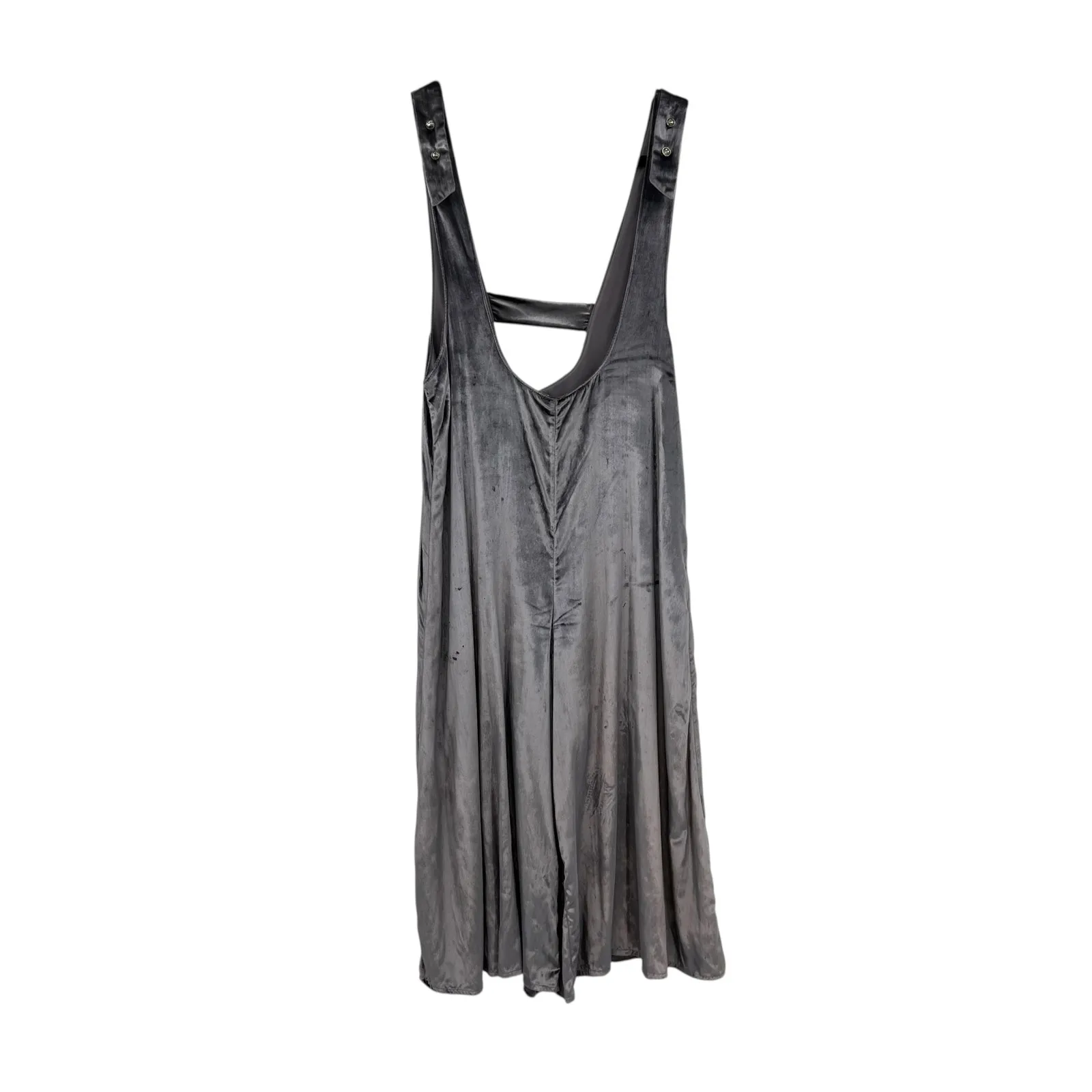 Anthropologie Maeve Monique Jumpsuit Suspender Wide Leg‎ Velvet Gray XXS Petite - Image 3