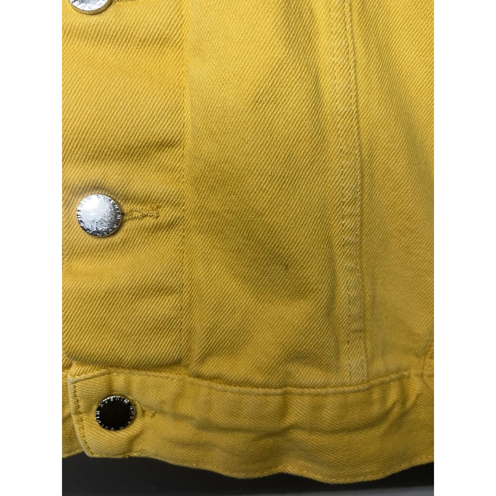 H&M Denim Jacket Womens 10 Yellow Button Front Jean Trucker Casual Basic - Image 4