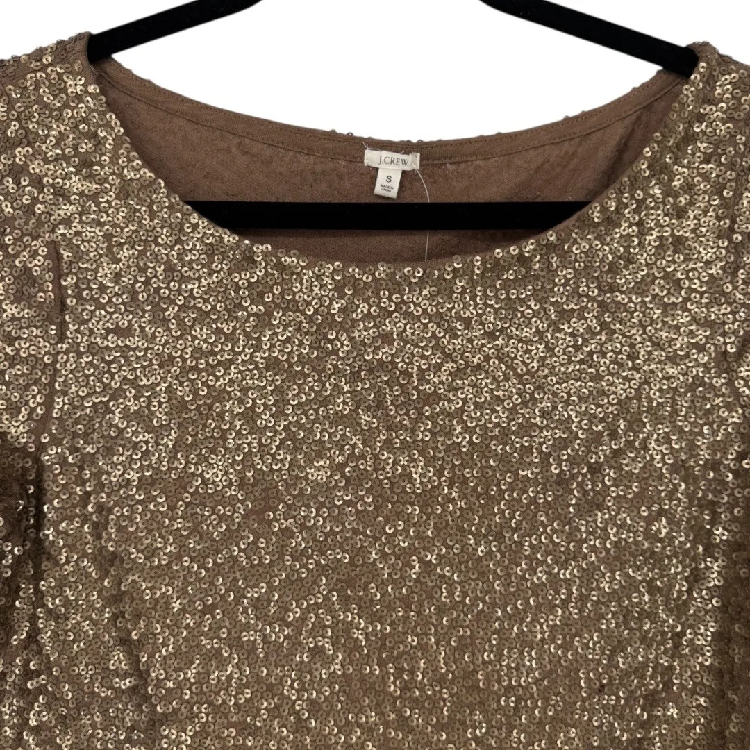 NWT J. Crew Womens Glimmer Long Sleeve Sequin Boatneck Tee Size Small‎ Party - Image 6