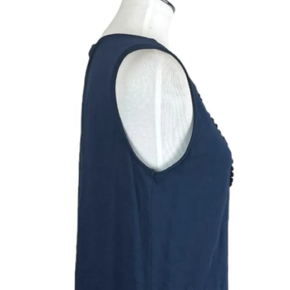 Grace Elements Top Crochet Sleeveless Split Neck Blue Cotton Women’s Size Large - Image 5