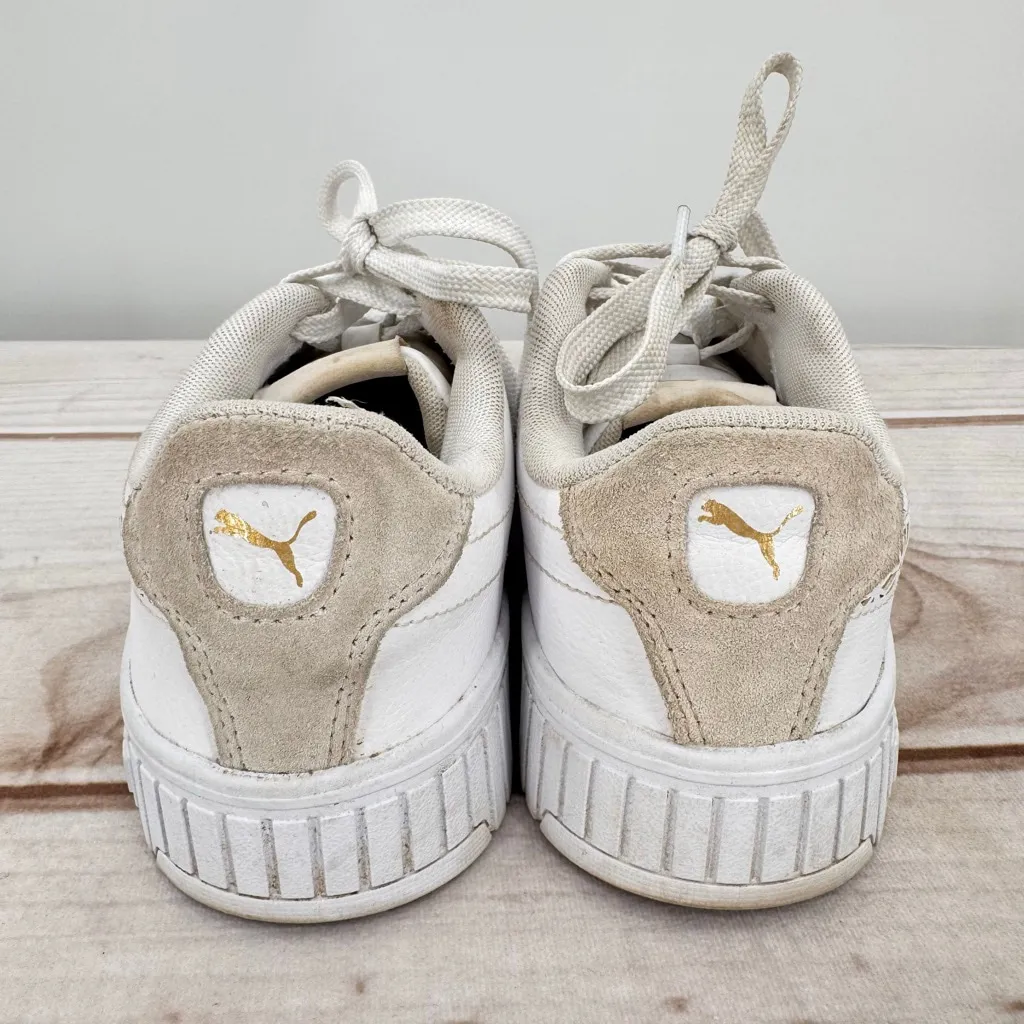 Puma Carina 2.0 Laser Cut Flowers Sneakers White Gold Logos Athletic Feminine 7 - Image 5