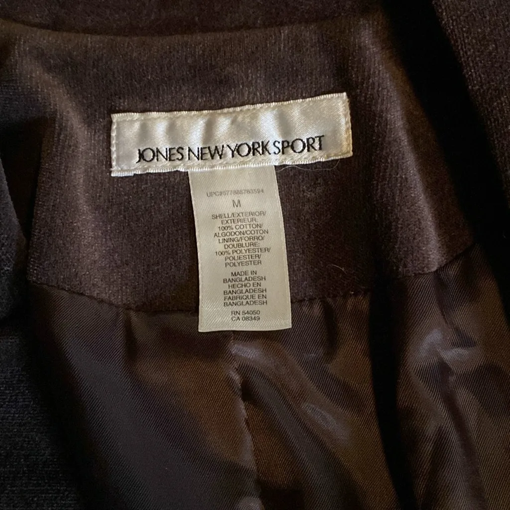 Jones New York Brown Academia Blazer 100% Cotton velour - Image 7