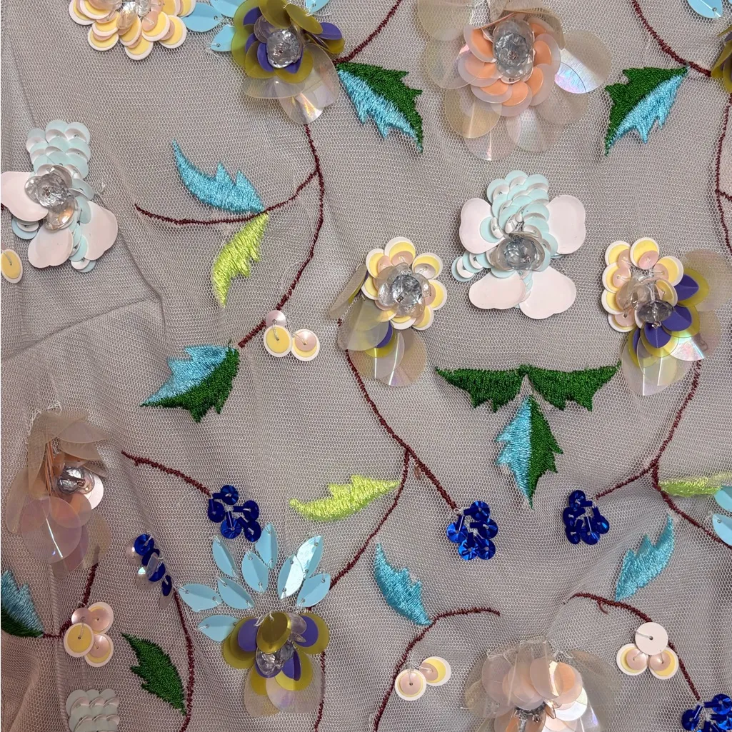 ASOS Sage Green Embellished Mesh Floral Top Fairycore Avant Garde Size 00 - Image 7