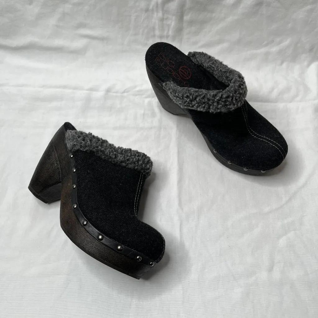 Big Buddha Womens Retro Studded Y2k Faux Shearling Trim Wool Clogs Size 9.5 M - Image 7