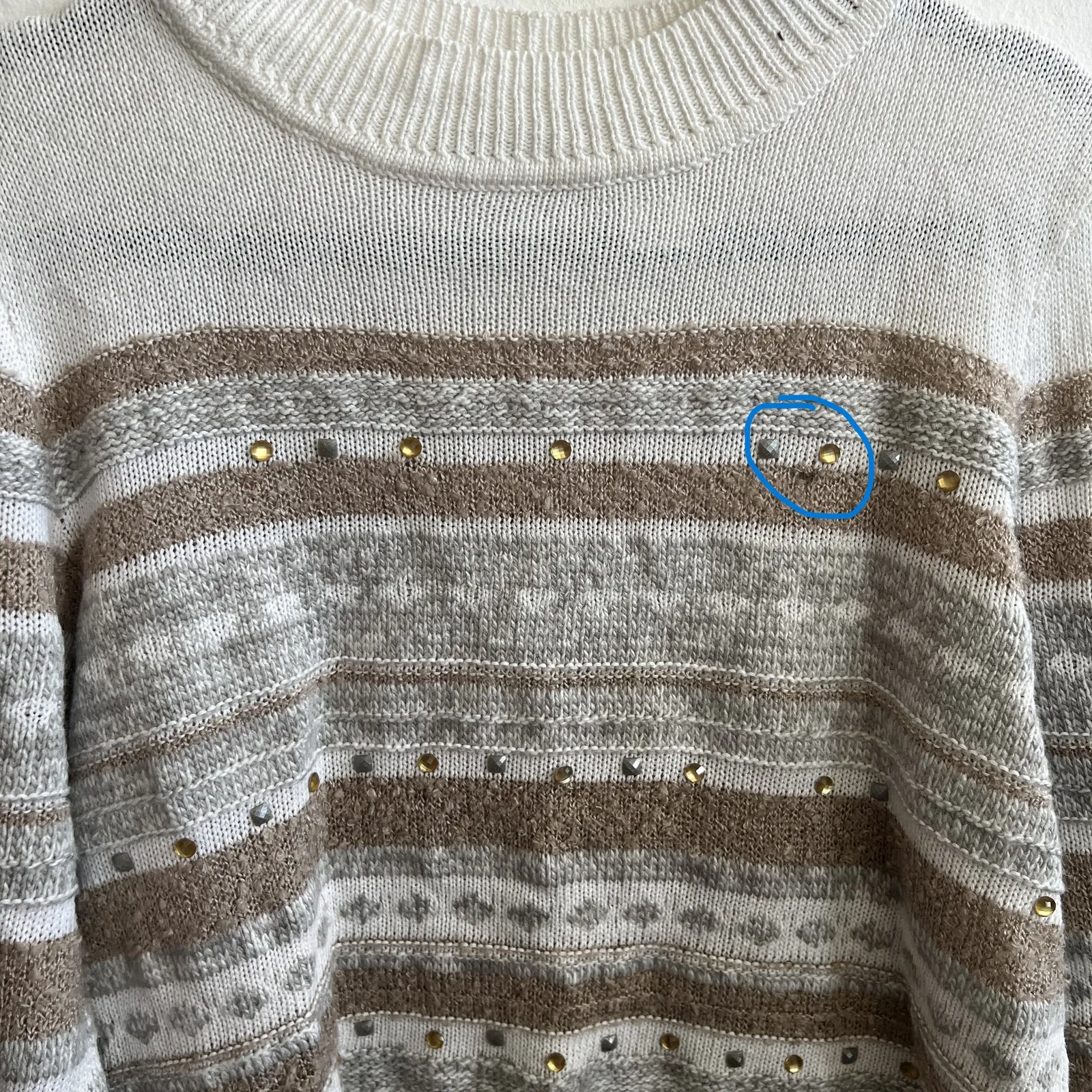 Alfred Dunner Striped Fringe Sweater Cozy Knit Classic Cottagecore Boho Large - Image 5