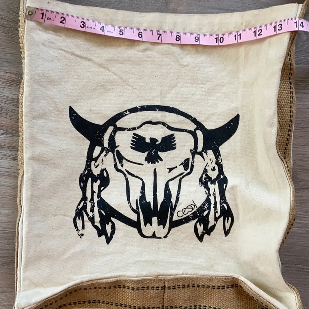 Ceek Cream Cotton Over The Shoulder Burlap Bag - Image 7