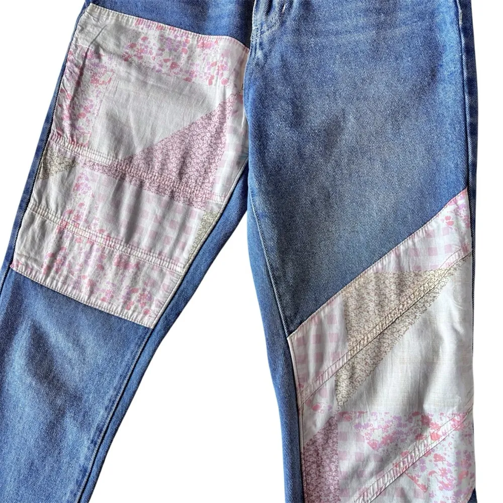 Women’s Nordstrom BP quilt high rise patchwork straight leg jeans size 25 - Image 4