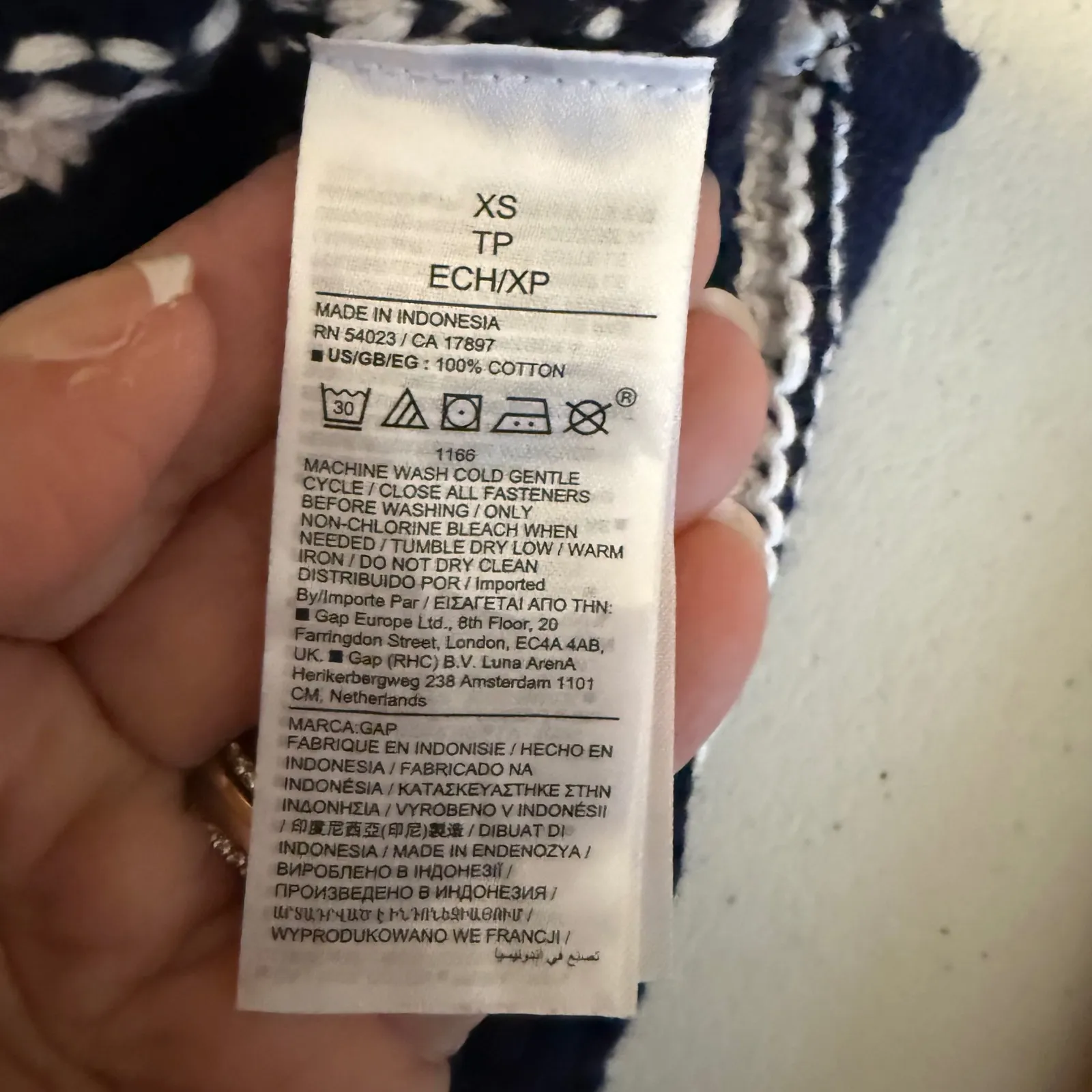 GAP Womens XS Cardigan Sweater Navy Blue‎ White Striped Gold Button Knit Preppy - Image 6