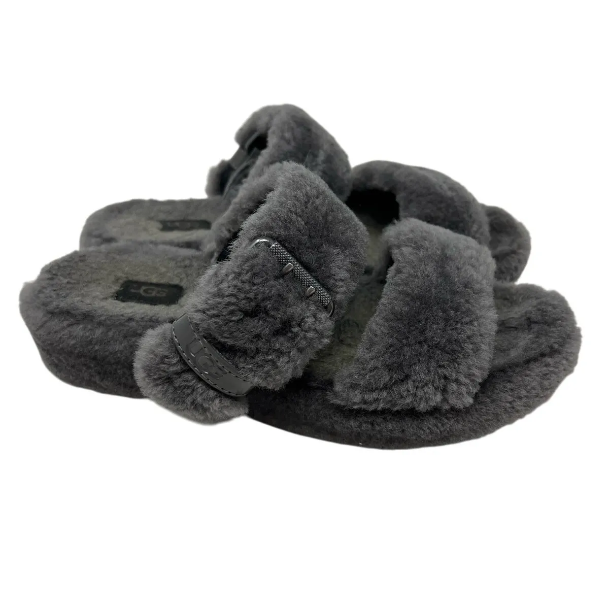 UGG Fuzz Yeah Gray Shearling Slide Sandals Slippers Soft Comfy Cozy 8 - Image 2