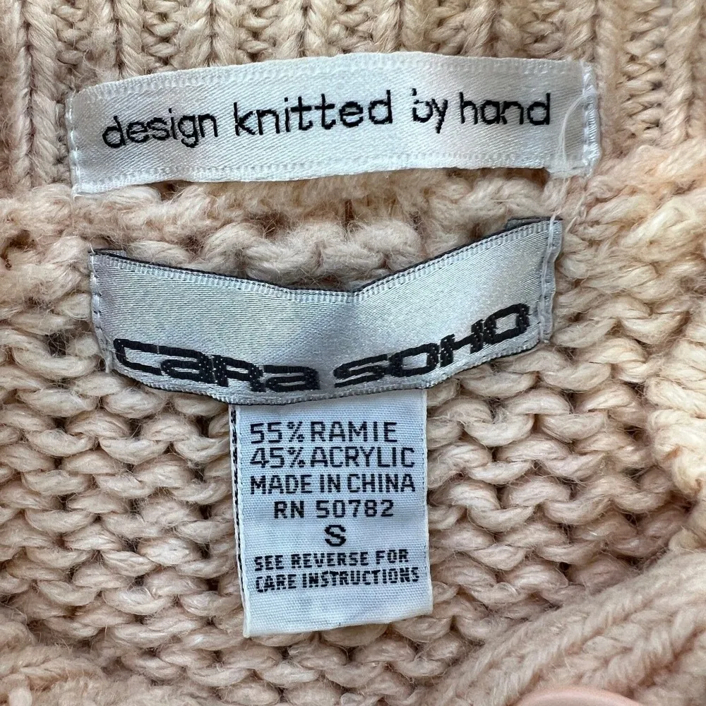 Cara Soho Knit Cardigan Small Design Knitted by Hand Button Front Button Sweater - Image 3