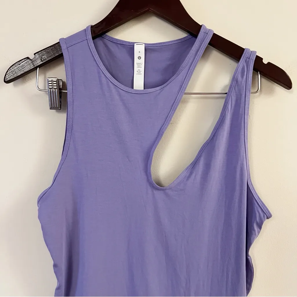 Lululemon Shoulder Cut-Out Yoga Tank Top Dark Lavender Size 6 Breathable Stretch - Image 4