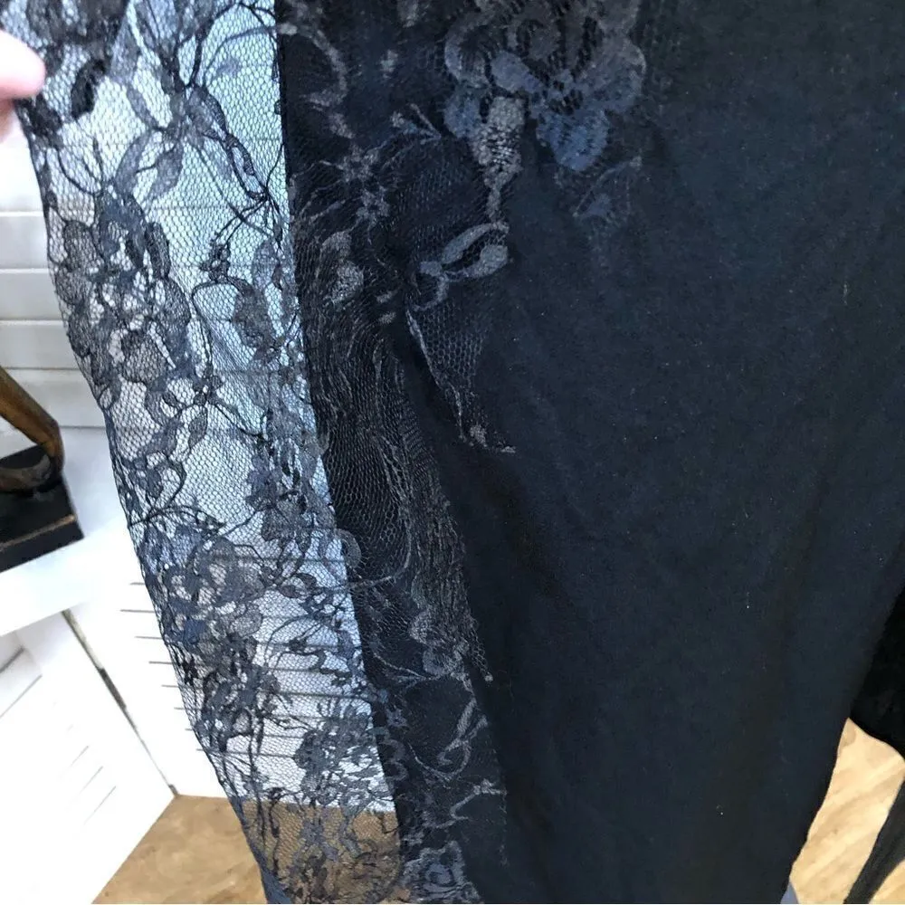 Vintage 90s Y2K gothic witch costume sheer black lace cosplay maxi dress Sz M Size M - Image 10