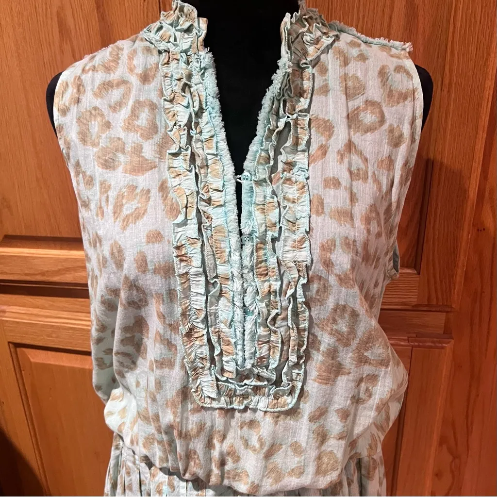 Lola Australia Leopard Print Sleeveless Elastic Waist Ruby Dress Blue Size Large - Image 2