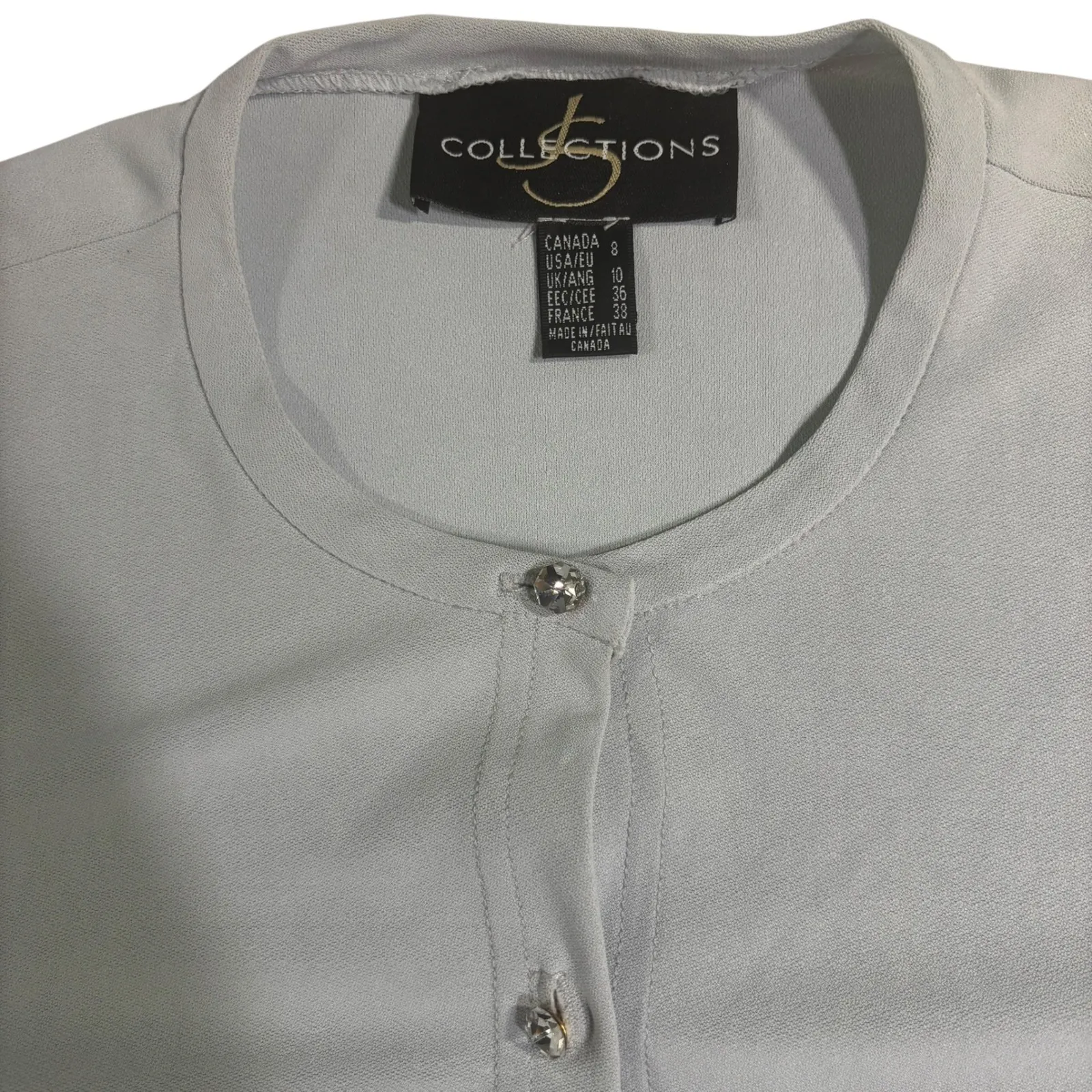 JS Collections Button Down Top Rhinestone Buttons Long Sleeve Blouse‎ Size 8 - Image 4