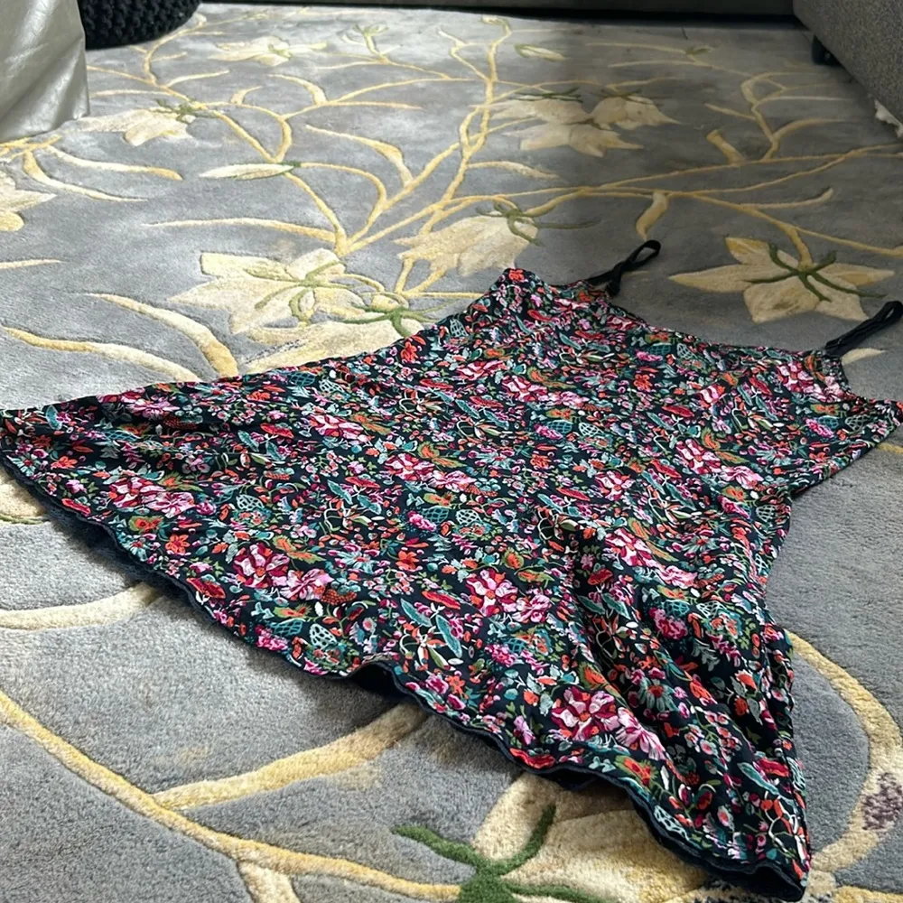 Free People Navy Floral Mini Slip Dress W/ Pockets Size 4 - Image 11