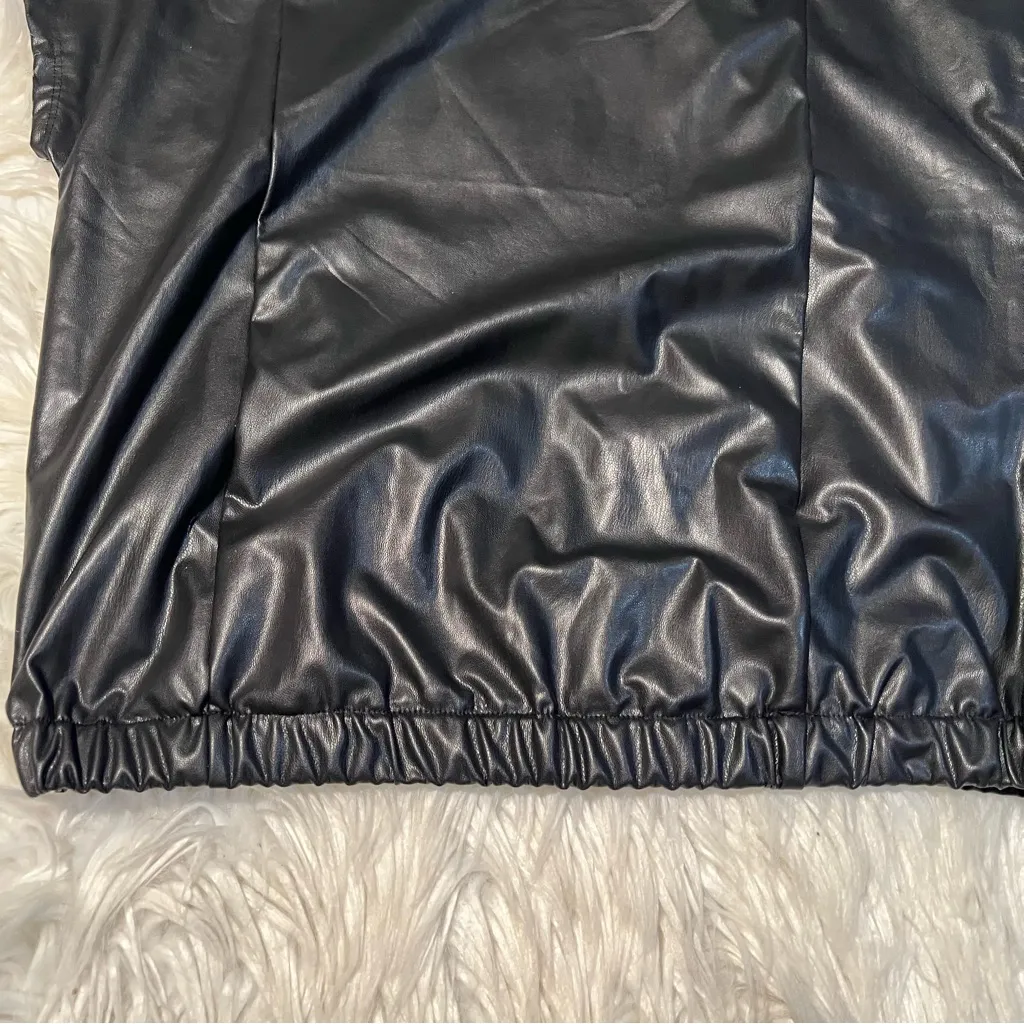 A.U.W. Faux Leather Blouse Black Dolman Sleeve S - Image 4