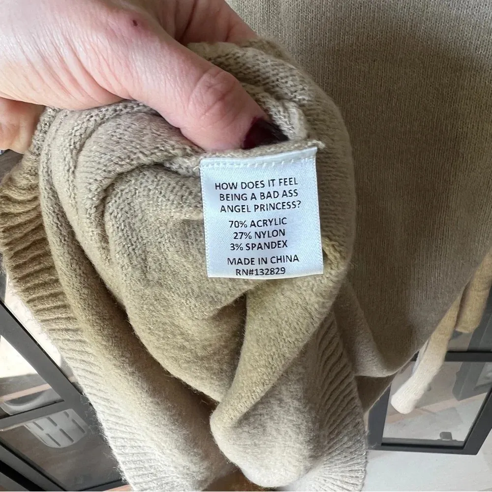 Sweater mini wrap dress Sean long sleeve oatmeal beige neutral revolve - Image 4