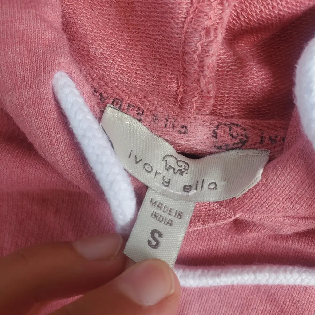 Ivory Ella Pink Hoodie with White Accents By Ivory Ella Crop Top - Image 2