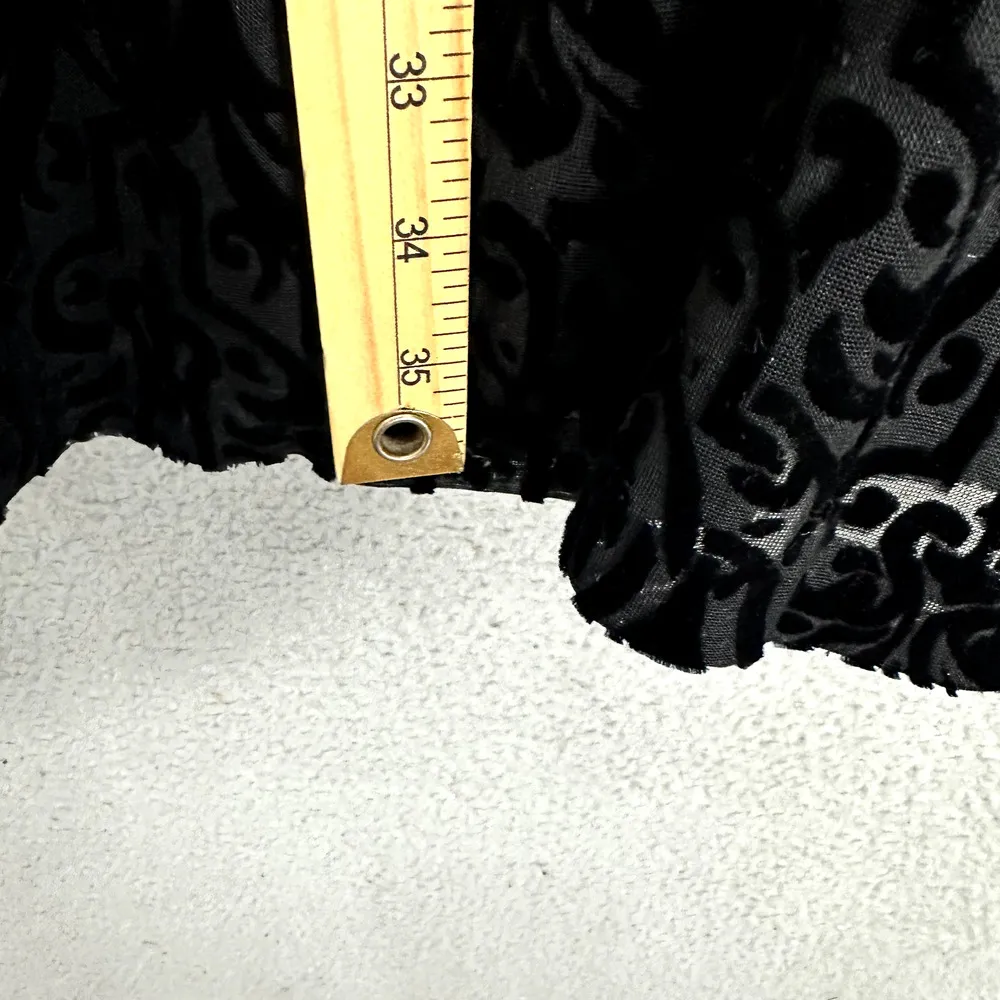 NY & Co Shift Dress Womens 8 Black Geometric‎ Velvet Burnout Whimsigoth Vtg Y2K - Image 4