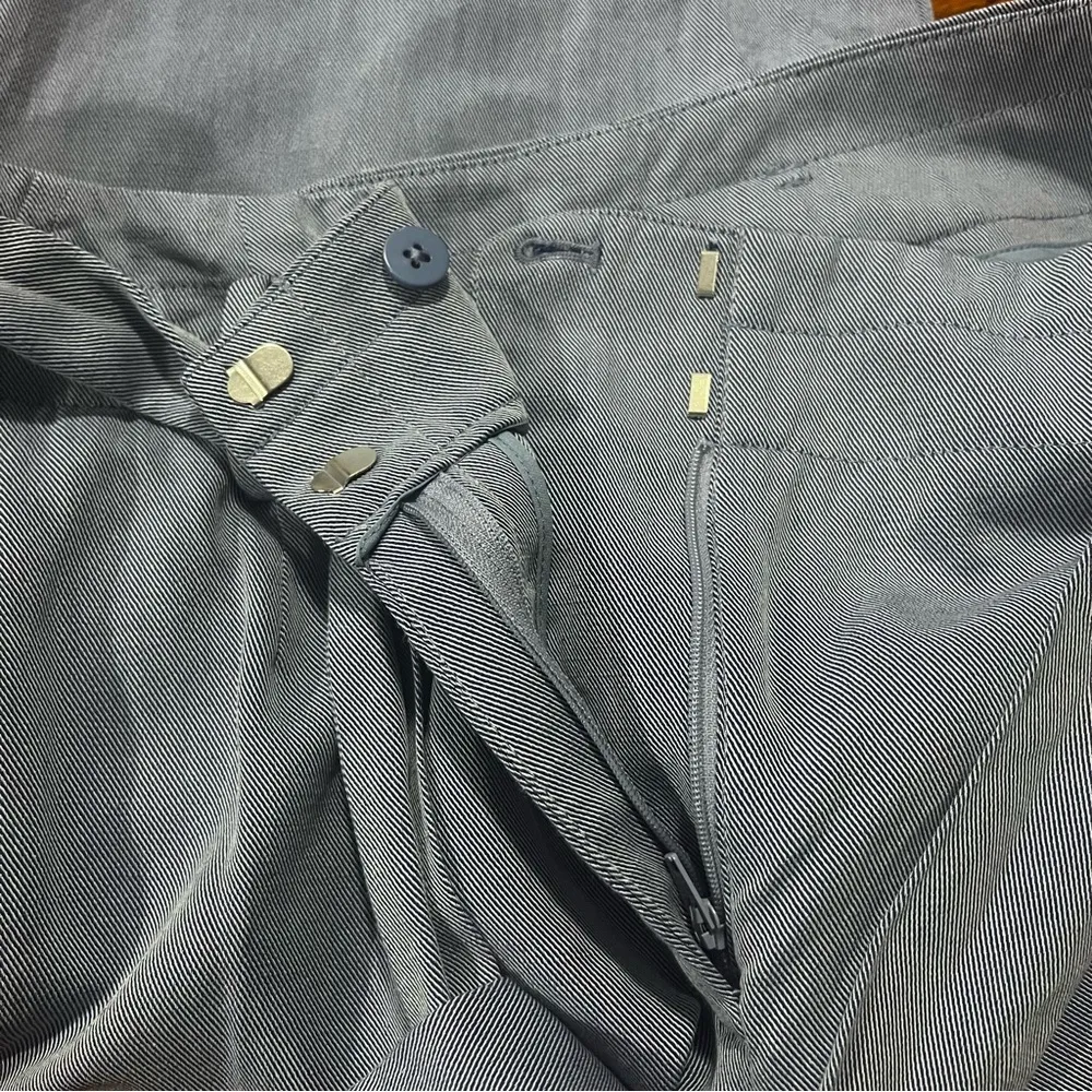 Talbots Slim Leg Ankle Trousers Linen Blend Blue Waist Tie Flat Front Sz 10 - Image 6