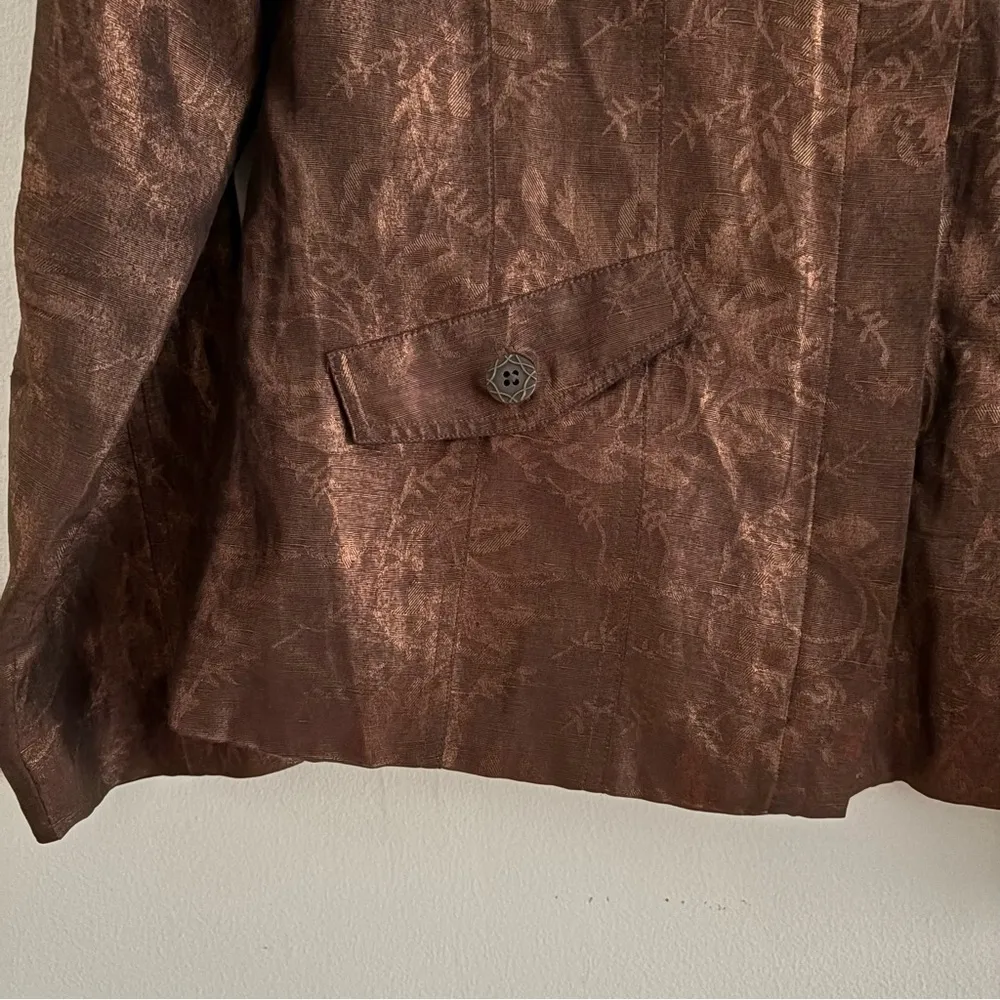 Chico’s Lightweight Linen Silk Blend Bronze Jacket. Size 1 - Image 5