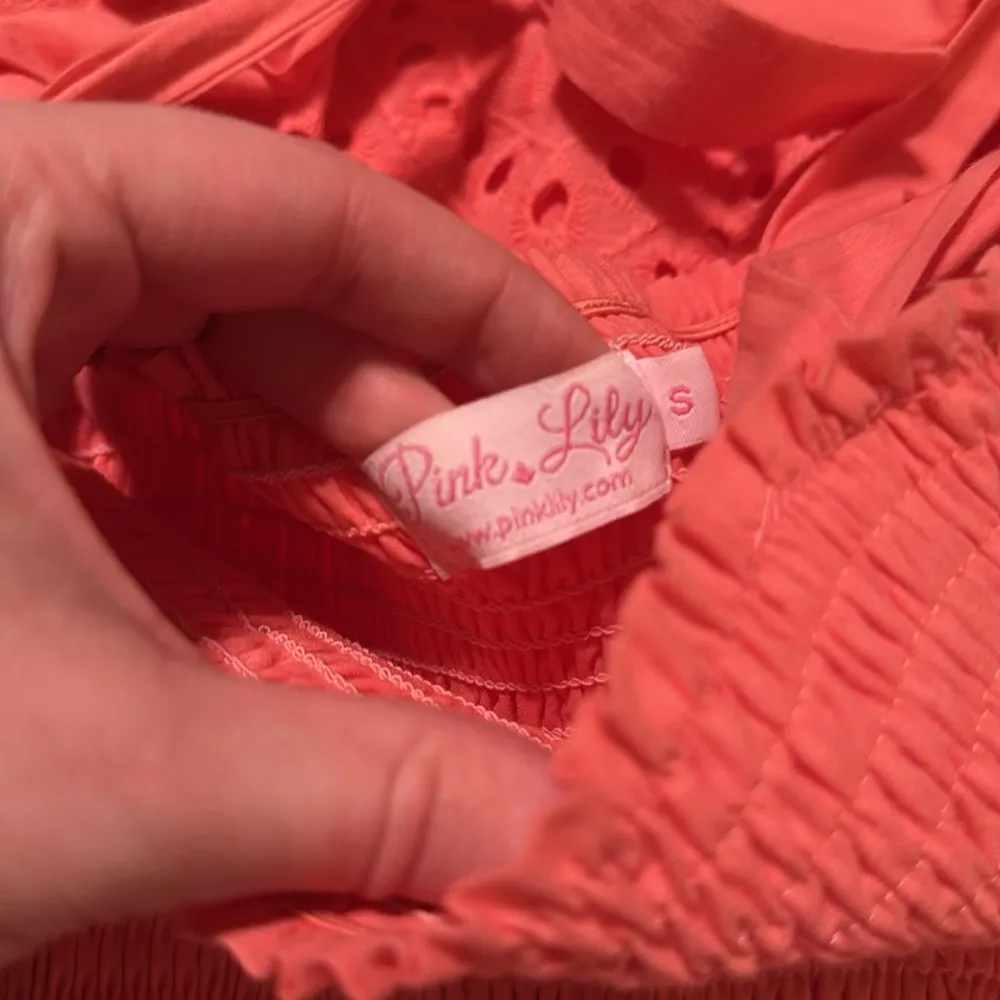 Pink Lily Coral Eyelet Midi Dress - Image 4