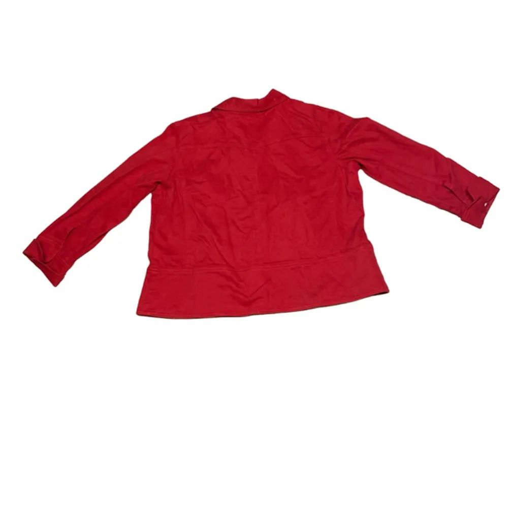 Minimalist Artsy Boxy Red Button Front Jacket Christopher & Banks Women’s PXL - Image 5