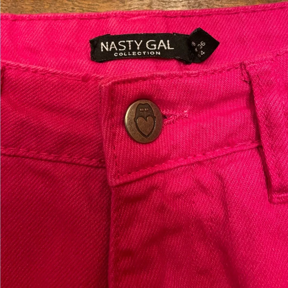 Nasty Gal Collection Women Hot Pink Denim Jeans-4 - Image 2
