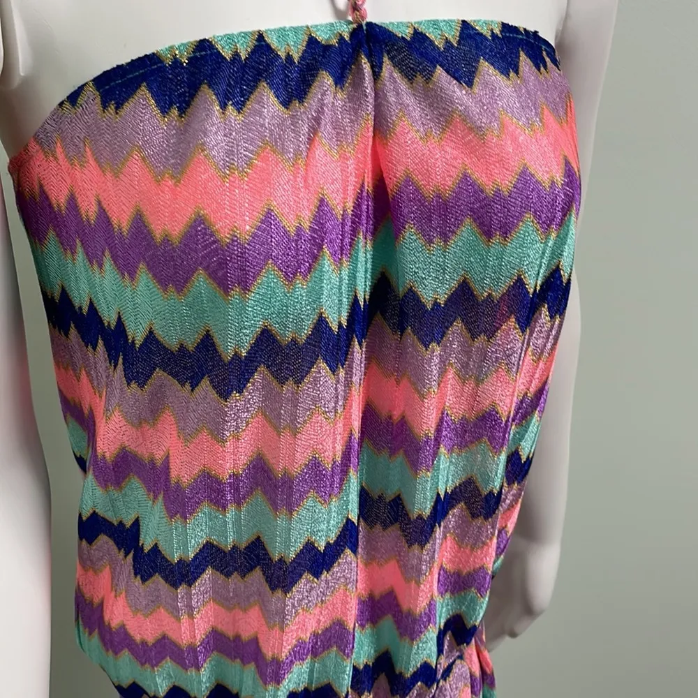 Victoria’s Secret Swim Purple Chevron Romper Cover-Up Medium - Image 2